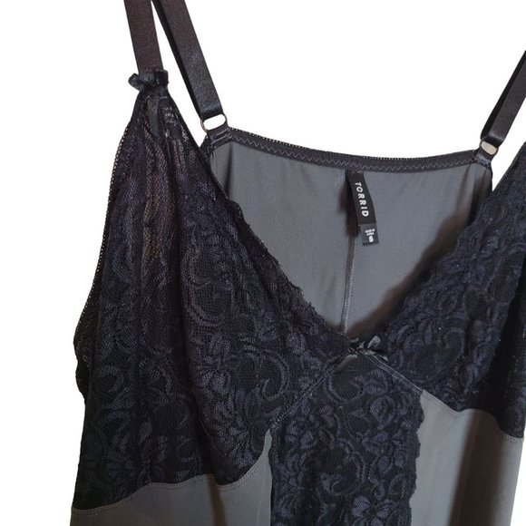 Torrid Womens 5X Gray Black Floral Lace Sleeveless Lingerie Sleepwear V-Neck - Picture 4 of 7